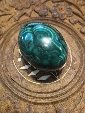 Polished Green Malachite Decorative Stone Egg - Home Accents